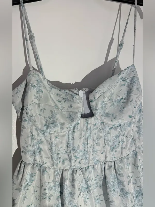 Maison Amory Sky Blue Floral Strapless Sweetheart The Windsor Maxi Dress - Image 11