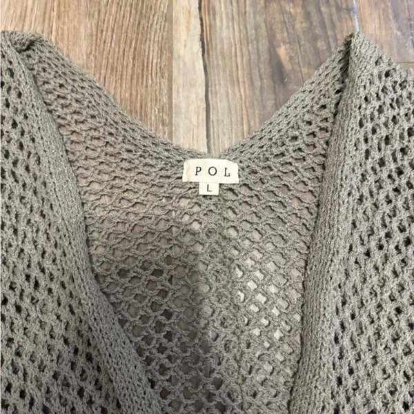 POL Lightweight Open Weave Boxy Kimono Cardigan - Image 2