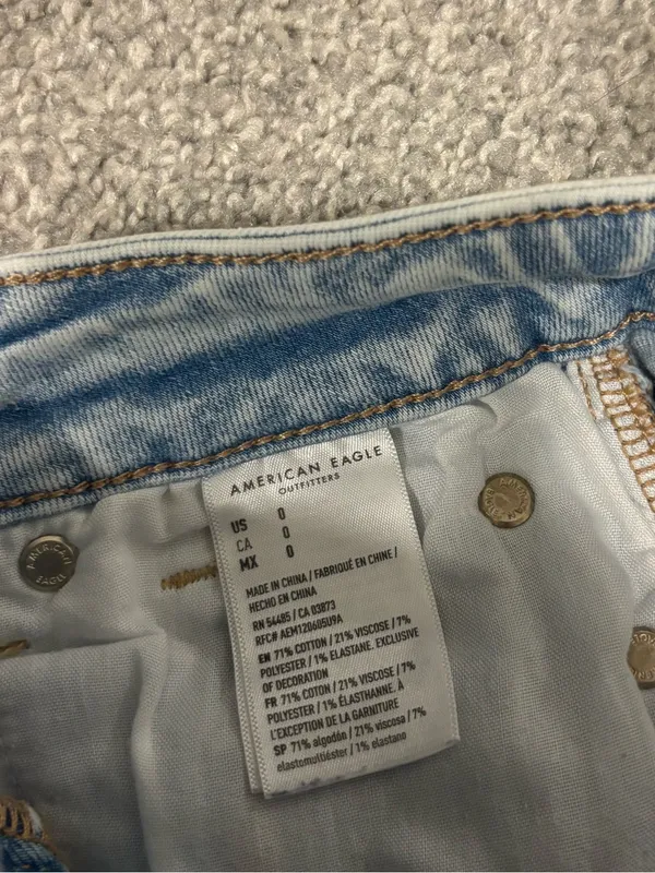American Eagle Outfitters Light Wash Distressed Denim Shorts - Image 5