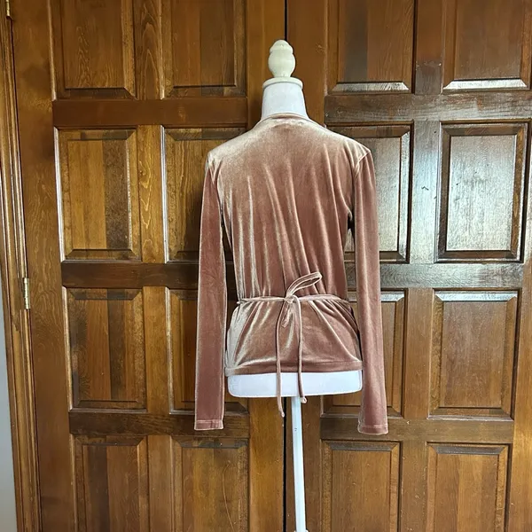 Madewell Long Sleeve Wrap Shirt Velvet‎ V-Neck Small Top Dressy Warm Ash - Image 4