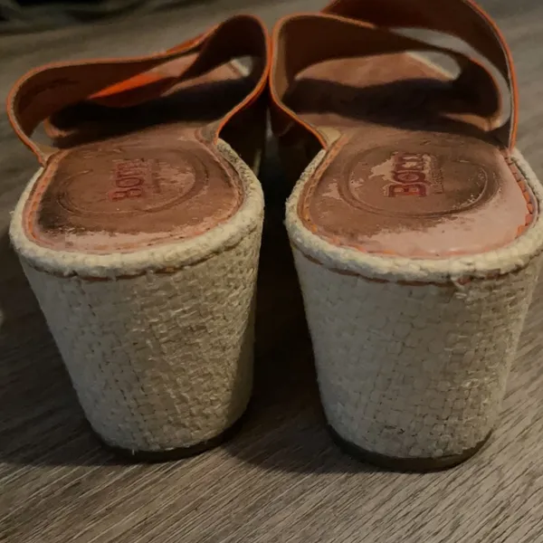 Born Leather Wedge Sandals Size 8 Medium Orange - Image 8