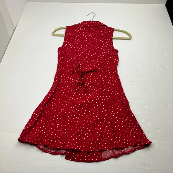 Reformation Leith Mini Dress 0‎ Sleeveless Polka Dot Red White Collar Button NEW - Image 11