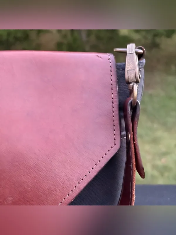 R. Riveter Patton Black Canvas & Brown Leather Crossbody Bag - Image 15