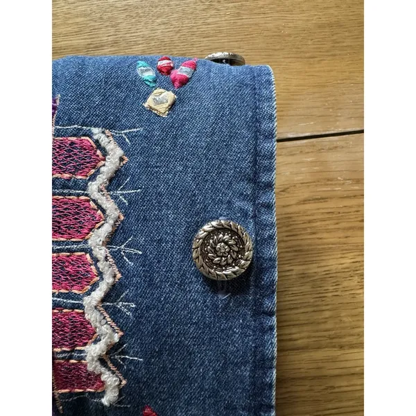 New Direction Denim Jacket Women Large Embroidered Patches Buttons Sparkle Aztec - Image 11