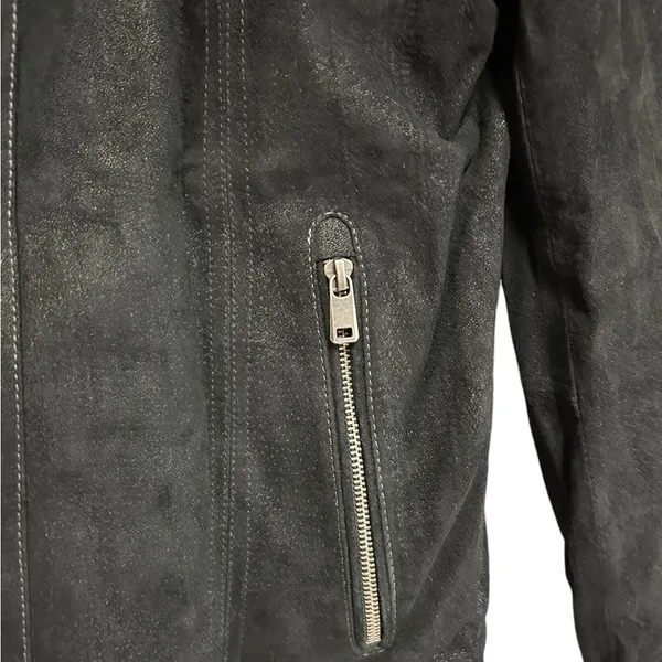 Vintage Wilson Jacket size small Black Motorcycle Suede Genuine Leather Zip up - Image 5
