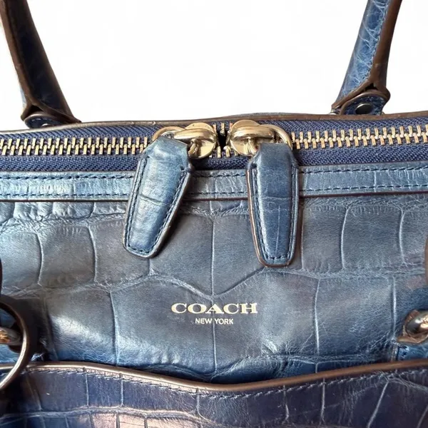 Coach Legacy Haley Satchel Blue Croc Embossed Leather Tassel Bag 22324 - Image 4