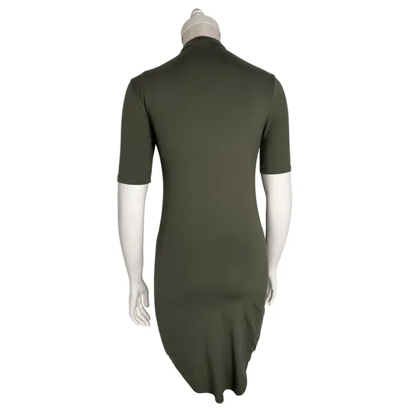 Say What? Womens Olive Green Mock Neck Short Sleeve Bodycon Dress Size S - Image 2