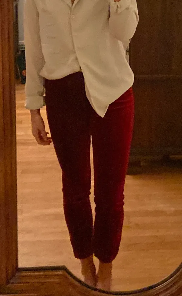 Anthropologie Red Crush Velvet Pants - Image 2