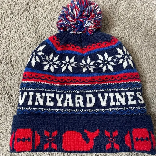 Vineyard Vines Tailgate Pom Pom‎ Knit Beanie unisex one size - Image 4