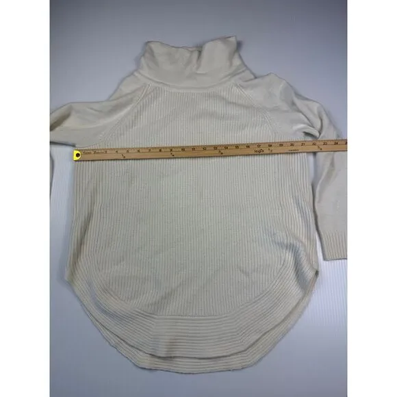 Athleta‎ Cream Ribbed Turtleneck Sweater Curved Hem Cozy Knit Medium M - Image 9