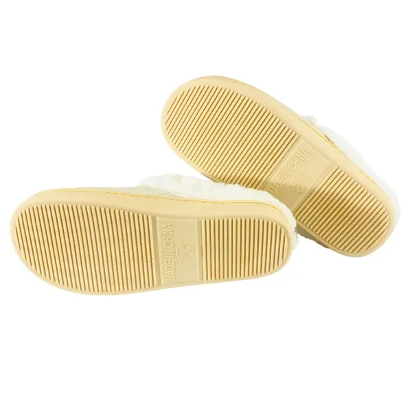 Womens Clog Slippers Knit Faux Fur Lined Slip On Beige Ivory Size 38/39 US 6/7 - Image 4