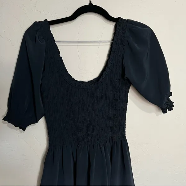 Hill House The Nap Louisa Black Puff Sleeve Smocked Waist Tiered Midi Dress‎ - Image 6