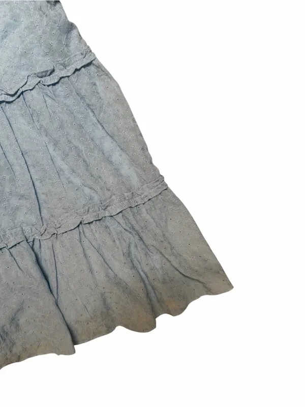 NWT Storia Light Blue Eyelet Tiered Mini Dress Small - Image 2