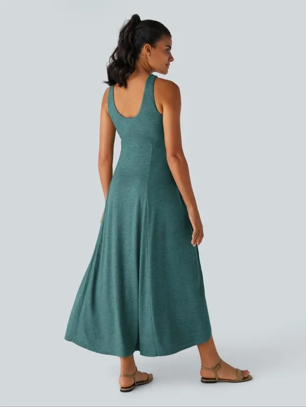 Halara U Neck Flowy Maxi Dress Size Large - Image 5
