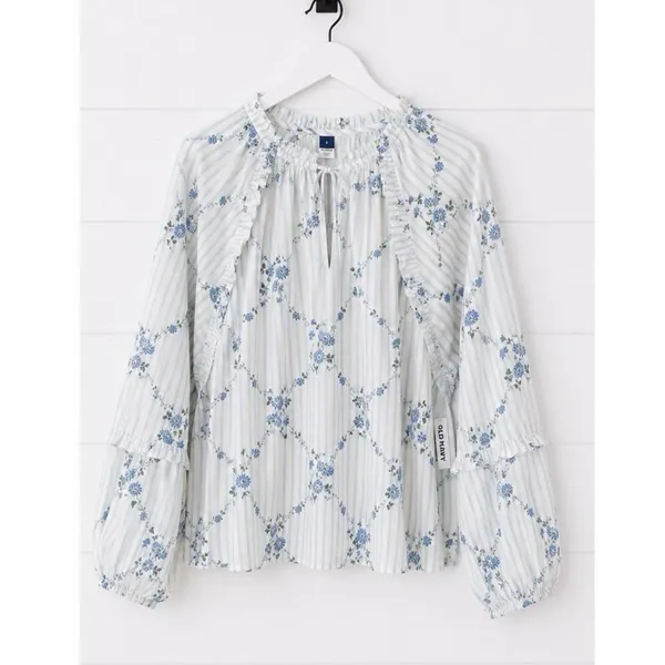 Old Navy NWT floral ruffled puff sleeve blouse size large - Image 2