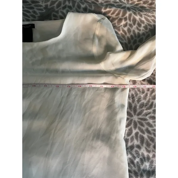 Ann Taylor Layered Hem Long Sleeve Blouse Small White Ivory‎ Office Chic Capsule Airy Sheer - Image 4