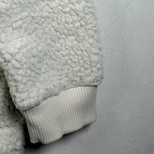 Aerie Women’s Dream Fleece Sherpa Half Zip Pullover Cream Cozy Minimalist Sz M - Image 7
