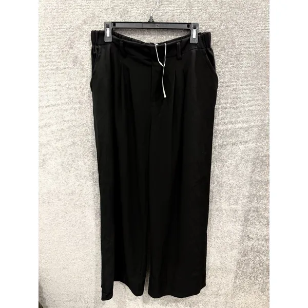 Halara Women Pants XL Black Wide Leg High Waisted Pleated Elastic Back Pockets - Image 3