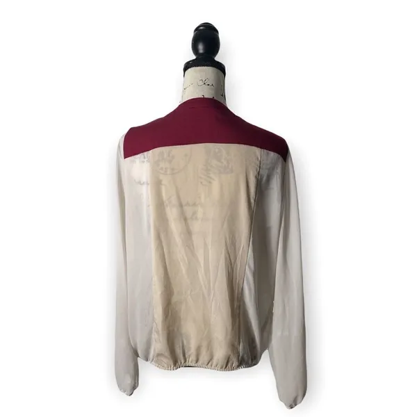 Charming Charlie Colorblock Semi-Sheer V-Neck Blouse | Size M - Image 2