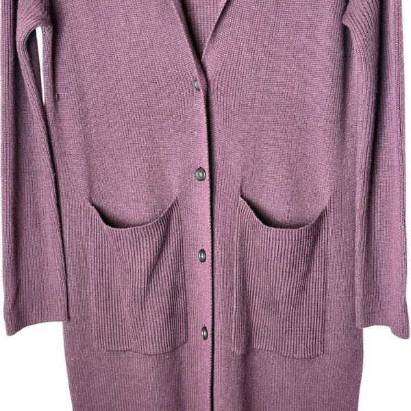 UGG Sweater Women Small Plum Purple‎ Wool Blend Ribbed Longline Duster Cardigan - Image 7