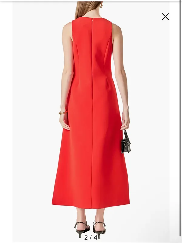 English laundry red Bow Embellished Sleeveless A-Line Dress XS - Image 3