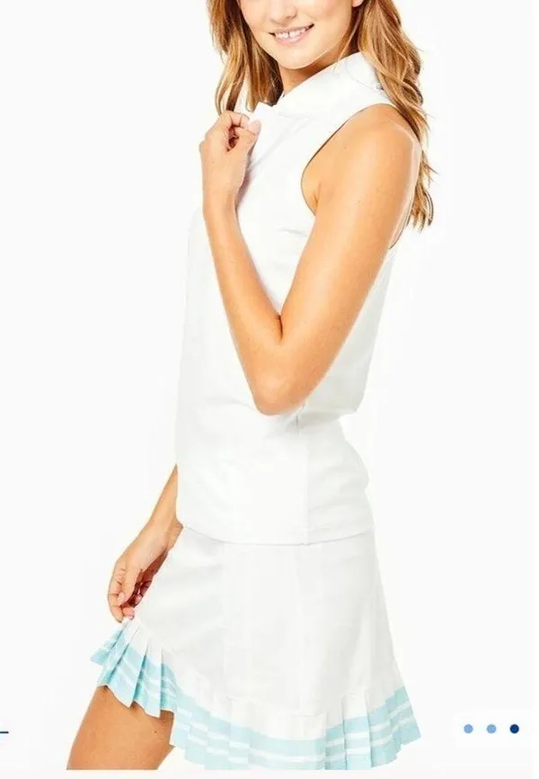 Addison Bay Sleeveless Courtside White Polo Shirt Size M Golf Tennis NWT $75 - Image 10
