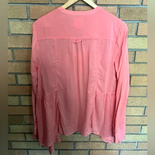 Maeve Anthropologie Orange/Pink Laiken Henley Popover Top Lightweight Size 10 - Image 6