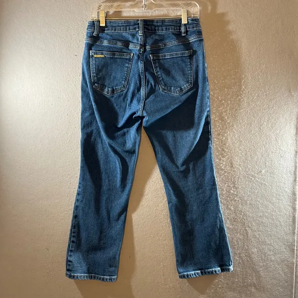 879 | Michael Kors Front Seam Split Hem Cropped Flare Jeans‎ Blue 4 - Image 2
