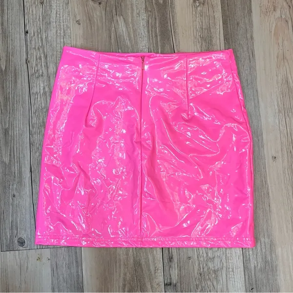 SHEIN hot Pink leather mini Barbie skirt size XS - Image 3