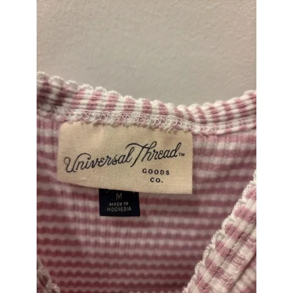 Pink White Striped Ribbed Tank Dress Bodycon Mini size M - Image 4