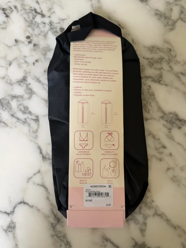 NWT Mine Black Cylindrical Packing Organizer 2-Piece Travel Pouches Rose Gold - Image 2