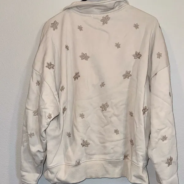 Elevated Faith Floral Half Zip Sweatshirt L Cream Cropped Cozy - Image 12
