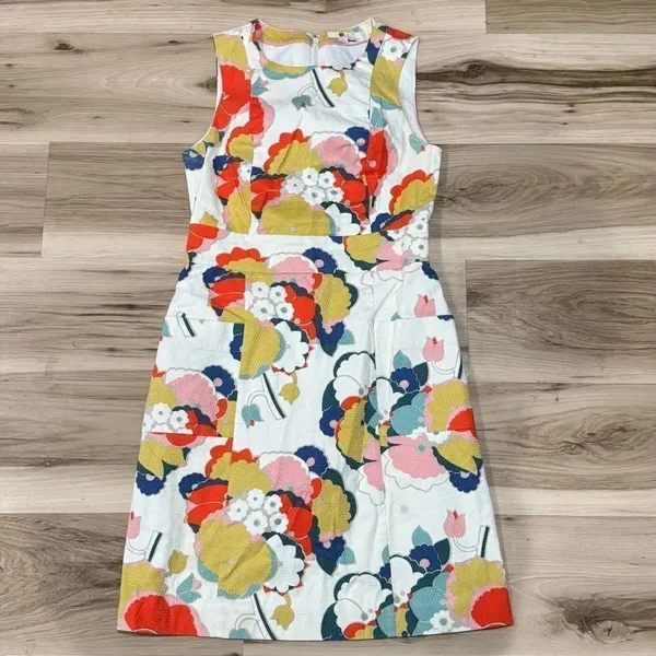 Boden Multi Color Printed Retro Pocket Shift Short Casual Dress Women’s 2 - Image 2