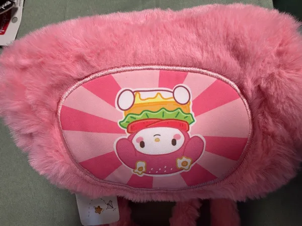 Sanrio My Melody Burger Graphic Pink Fuzzy Plush Handbag - Image 2