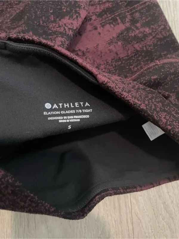 Athleta Maroon & Black High-Rise Performance Leggings - Image 3