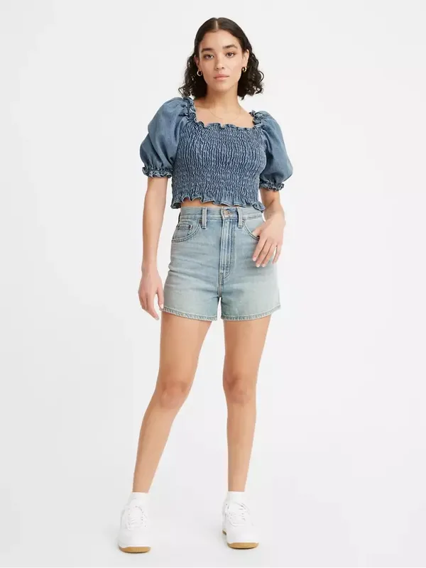 Levi's High Loose Denim Jean Shorts in Light Blue Size‎ 30 - Image 11