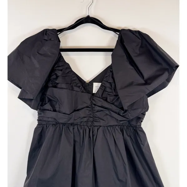 Hyacinth House Womens Top Black Margaux Flutter V Neck Peplum Blouse Medium - Image 7