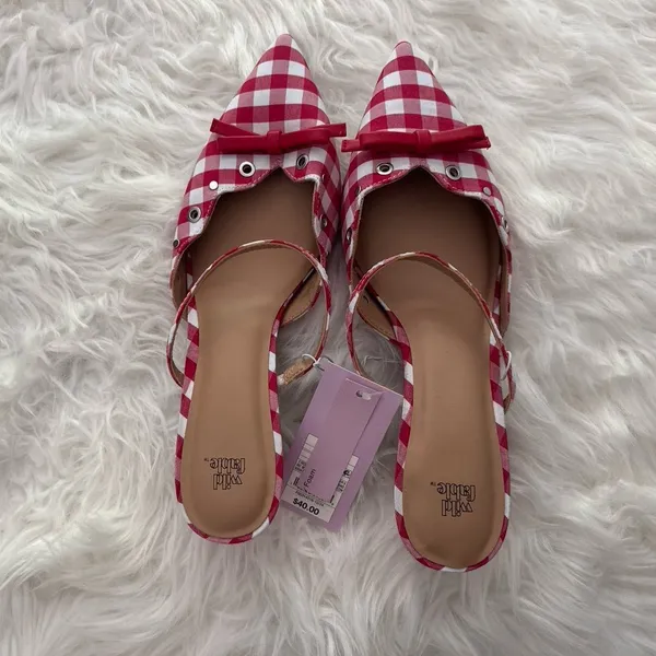 Wild Fable Red Gingham Bow Kitten Heels Size 8.5 - Image 6