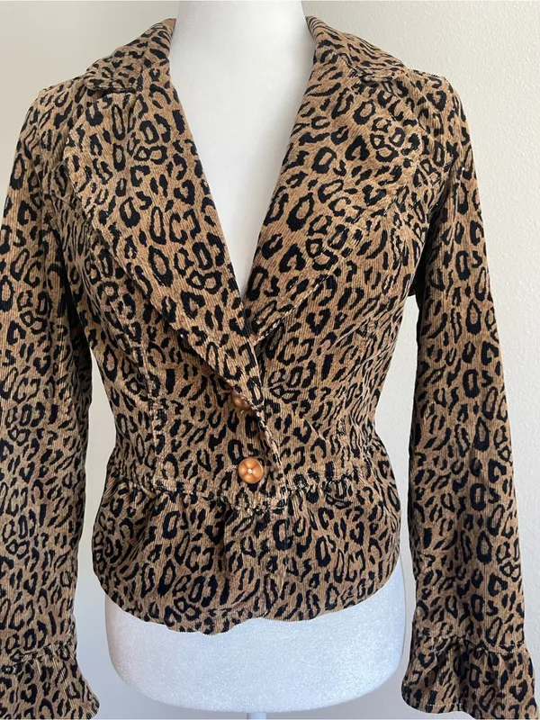 Leopard Print Brown Women's Blazer Jacket - Image 3
