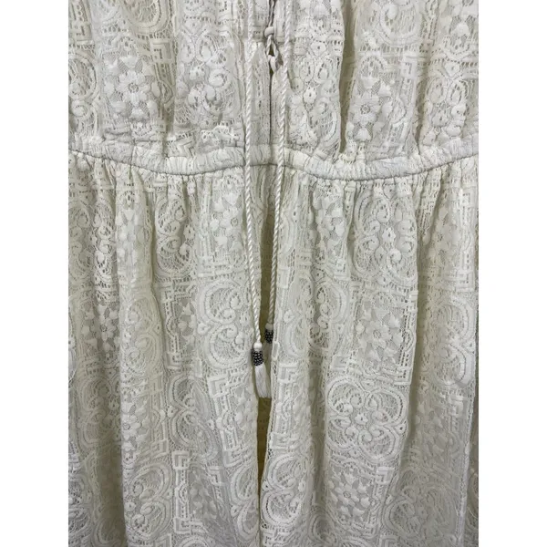 American Eagle Ivory Lace Dress L Lace Up Cottagecore Festival Mini - Image 5