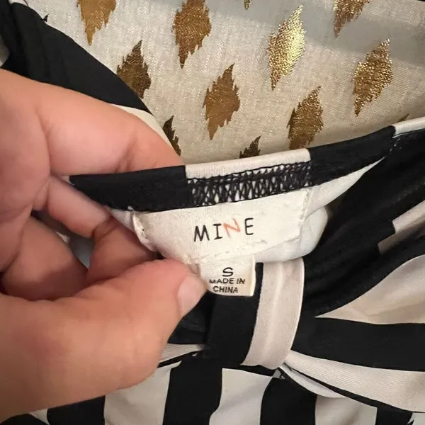 Striped bow tube top dress flowy sexy referee mini skirt mine size S - Image 6
