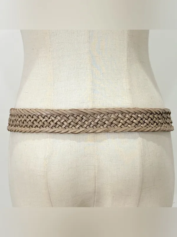 Free People We The Free Brix Belt Medium Large Oyster Braided Leather Western - Image 9