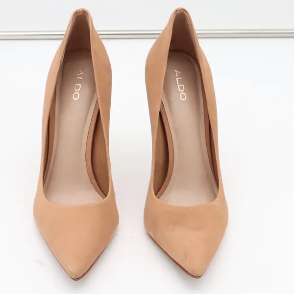 Aldo Pumps Womens 8.5 Pointed Toe Stiletto Tan Faux Suede Heels Good - Image 4
