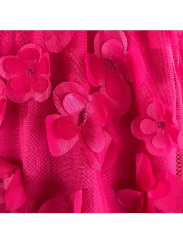 TCEC Pink 3D Floral Mini Halter Dress With Back Bow Tie Size S Valentine Party - Image 6