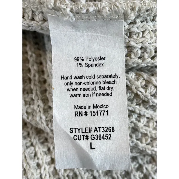 Gilli Sweater Size L Beige Open Knit Short Sleeve Cropped Boxy Round Neck NWT - Image 6