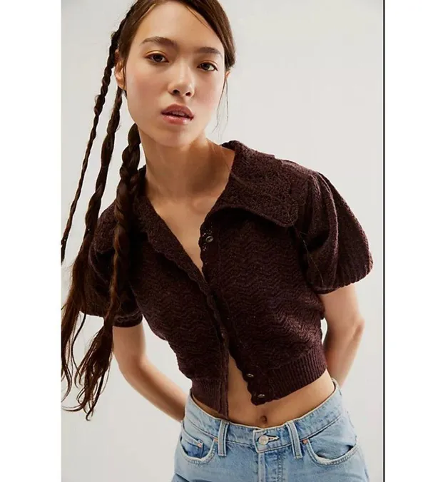 Free People Edie 100% Cashmere Cardigan Size S NWOT Fudge Brown - Image 2
