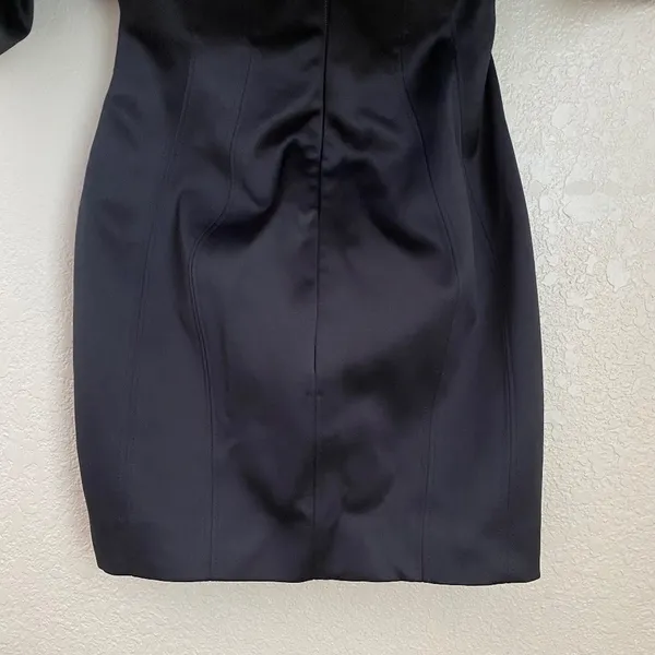 HOUSE‎ OF CB 'Selena' Black Satin Puff Shoulder Dress off shoulder /Size S - Image 10