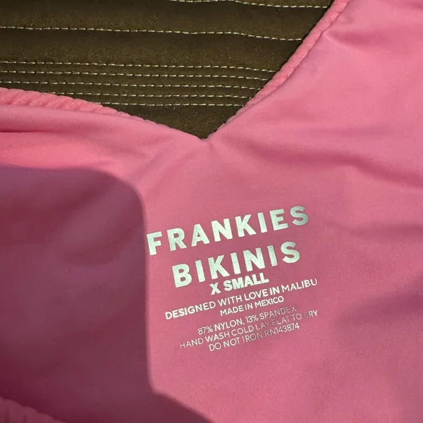 Frankie’s Bikinis Pink Ribbed Bikini Bottom - Image 2