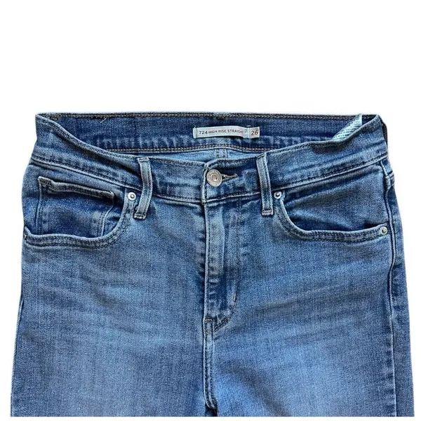 Womens Levis 724 Distressed Deconstructed High Rise Straight Leg Jeans - Sz 26 - Image 2