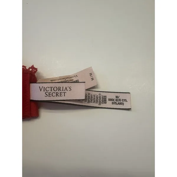 Victoria's Secret‎ Bralette Women Medium Red Lace Logo Band Unlined Wireless NEW - Image 10